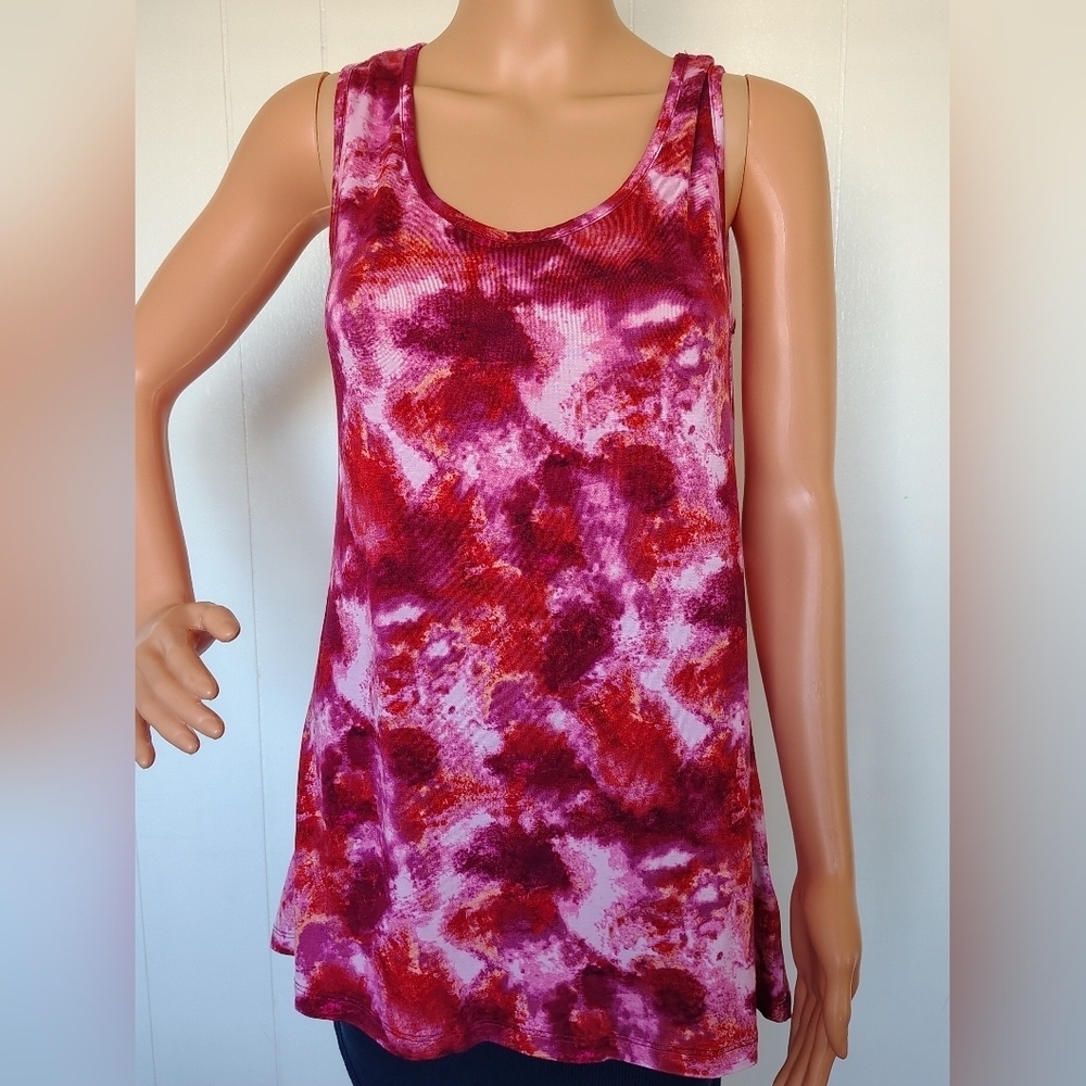 Logo Lori Golostein Women's Pink and Red Tunic Top Size XS